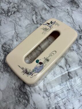 Vintage Duck Tissue Box Cover Hard Plastic Cottagecore Cream Grandmacore